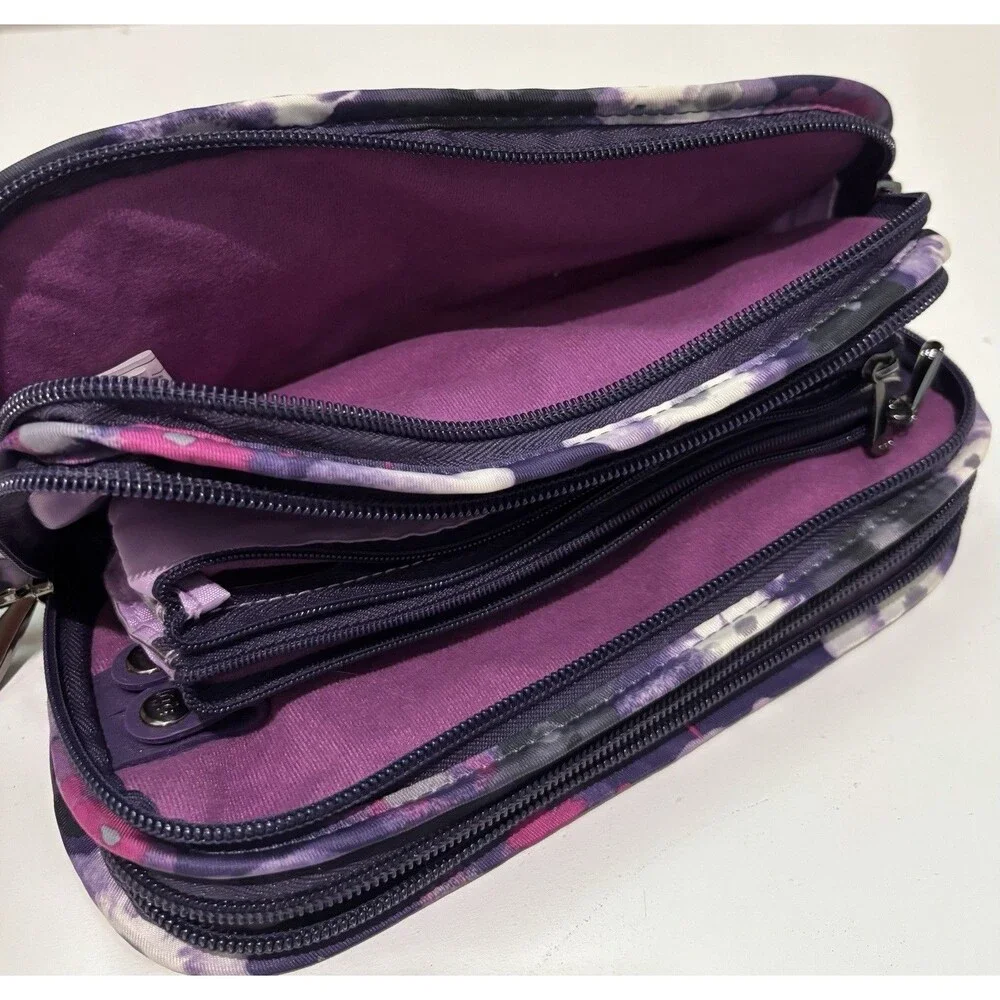 Lug Flipper Jewelry Accessory Travel Pouch Purple Floral Watercolor